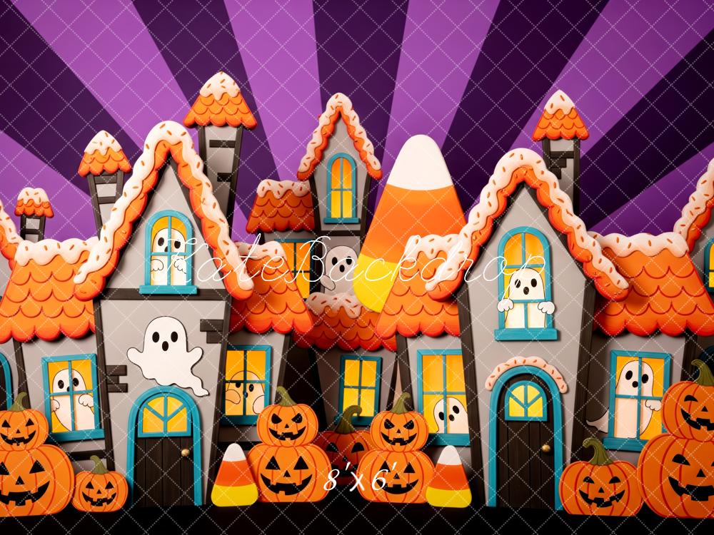Kate Halloween Spukhaus Geister Kürbisse Hintergrund Entworfen von Patty Roberts