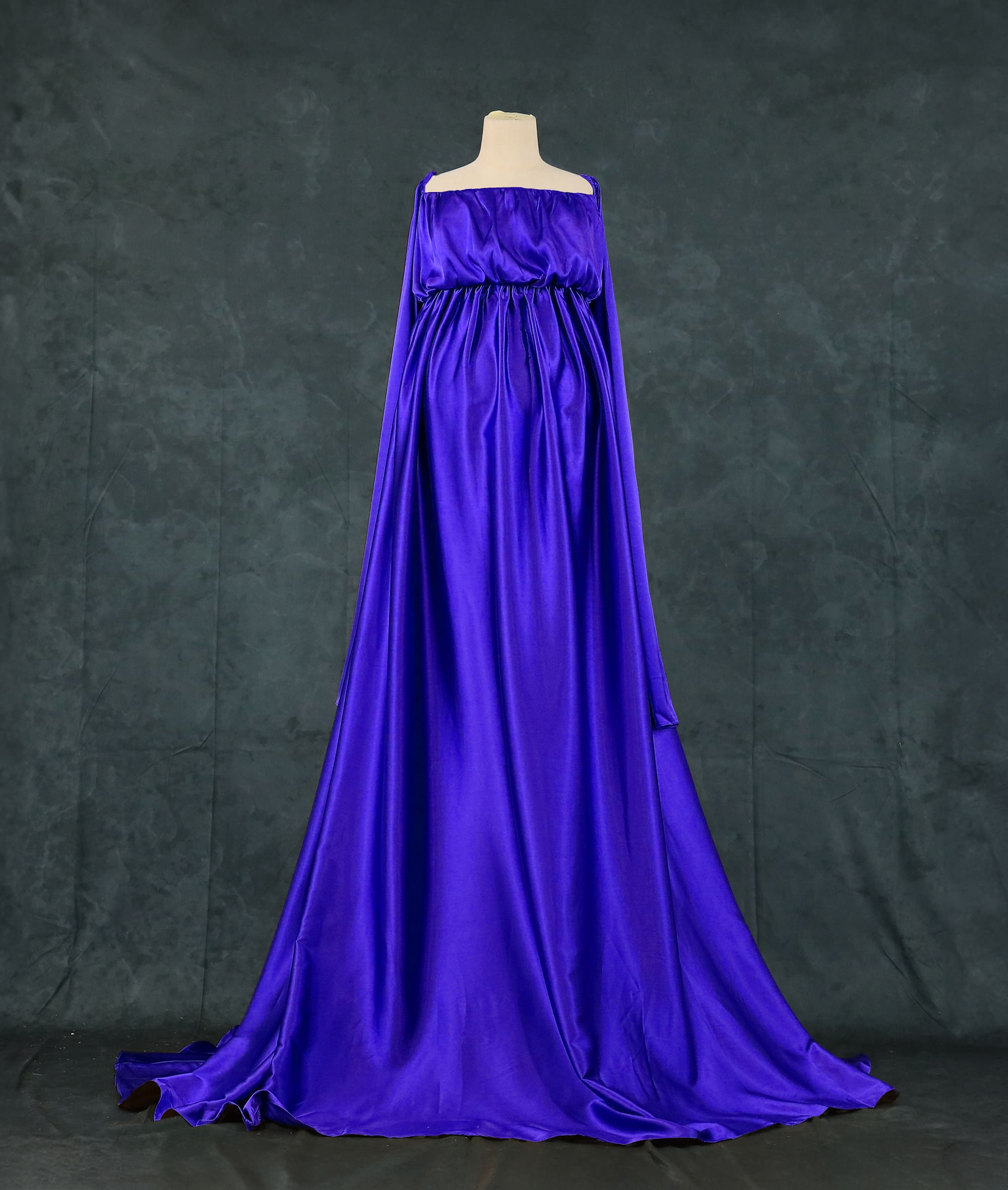 Kate Simulierte Seide Eine Schulter Schleppendes Mutterschafts-Fotoshooting Kleid - Kate Backdrop.de