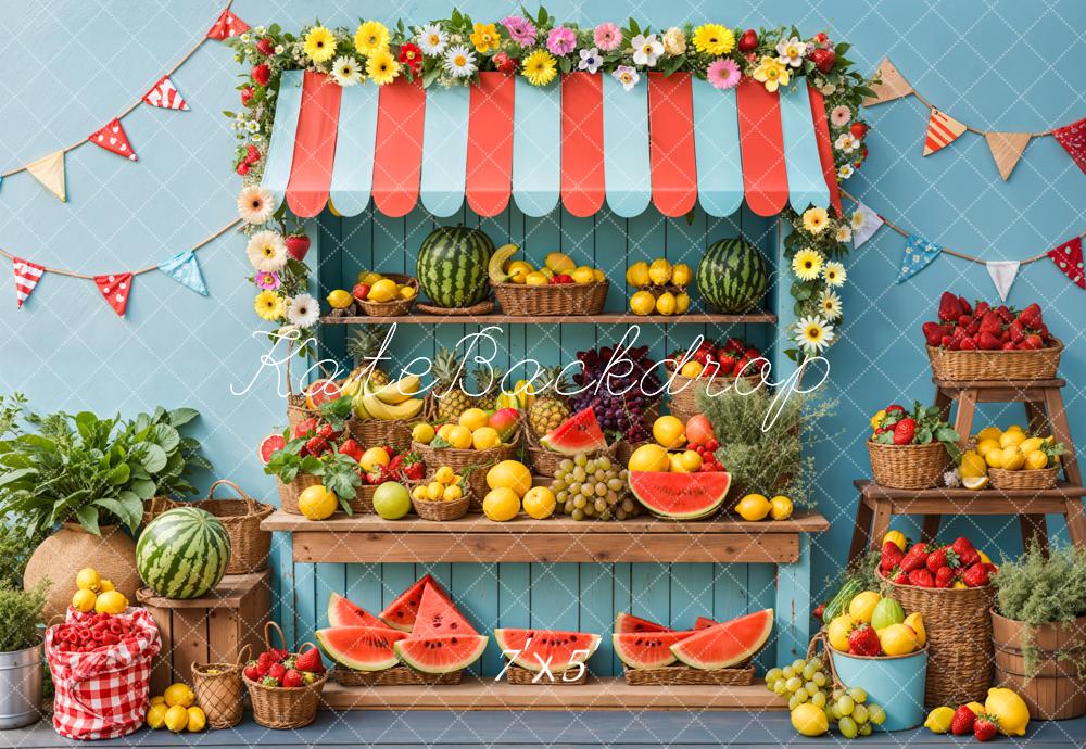 Kate Sommer Obststand Blumen Bunt Hintergrund Entworfen von Emetselch - Kate Backdrop.de