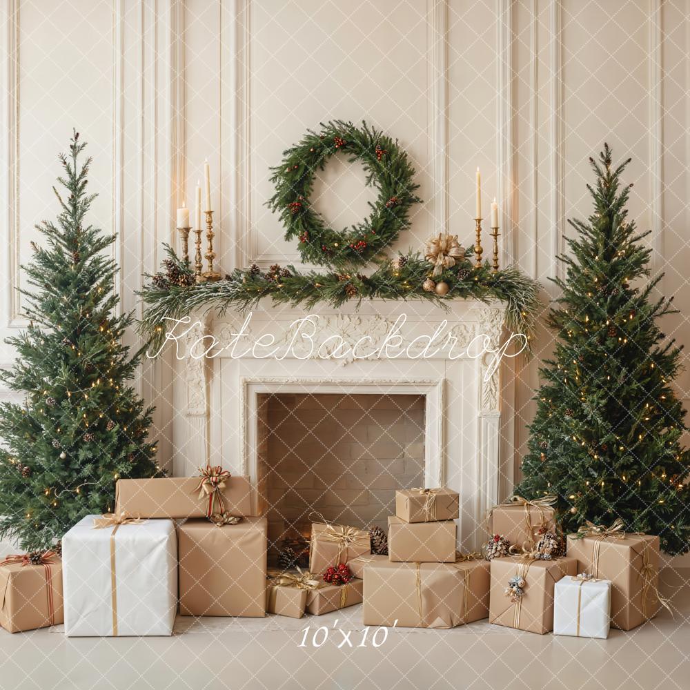 Kate Weihnachten Kamin Tannenbaum Geschenkboxen Hintergrund Entworfen von Emetselch - Kate Backdrop.de