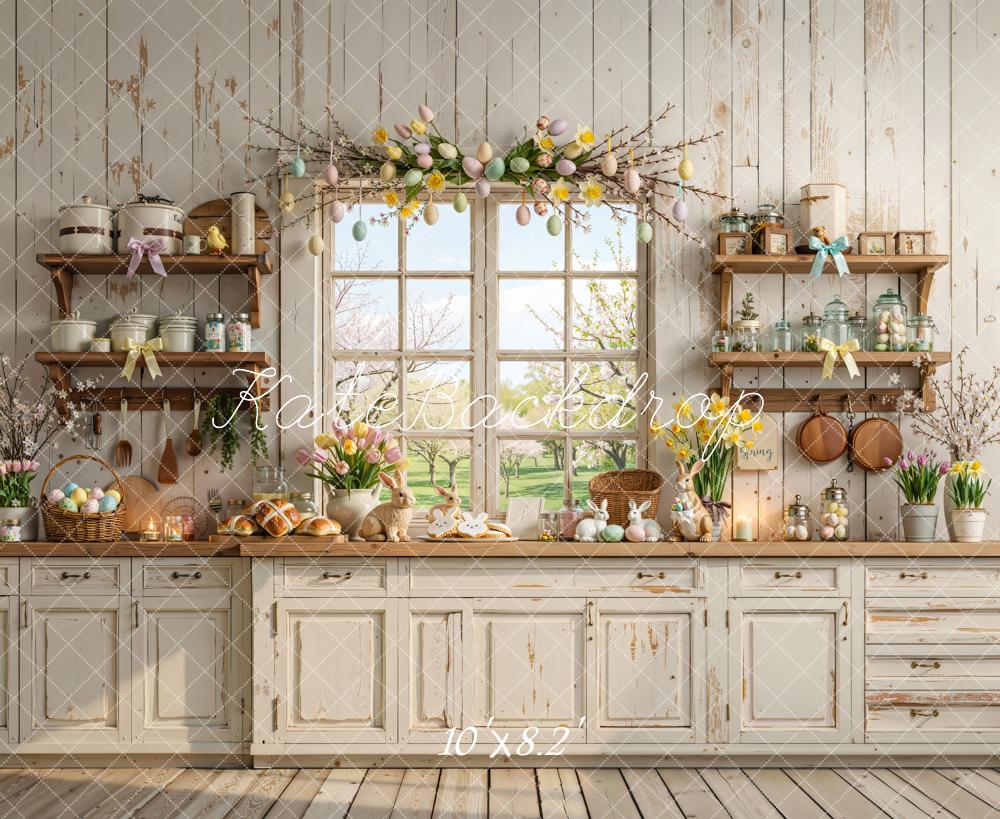 Kate Ostern Küche Fenster Pastell Hintergrund Entworfen von Emetselch