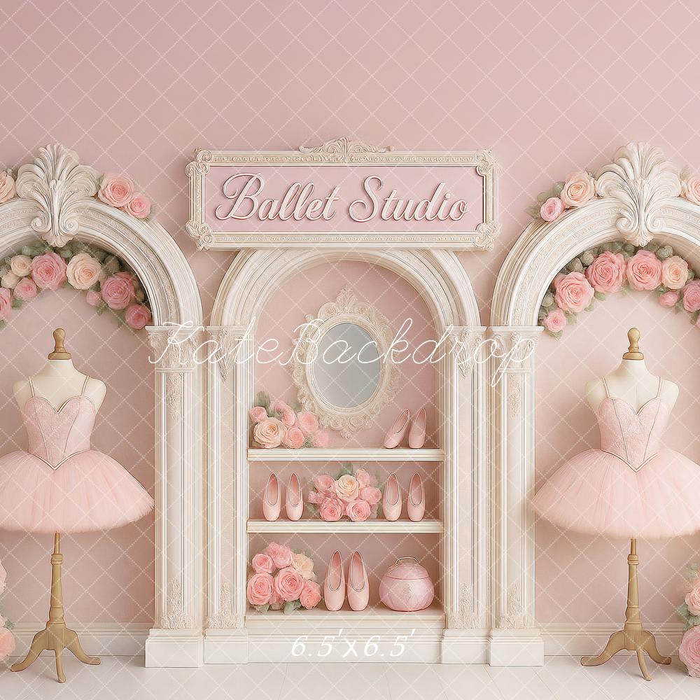 Kate Ballettstudio Tutu Rosen Rosa Hintergrund Entworfen von Ashley Paul - Kate Backdrop.de
