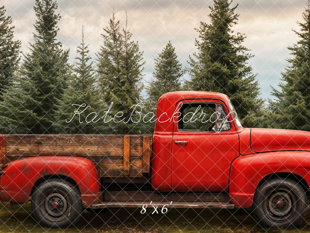 Kate Herbst Roter Oldtimer Holz Fleece Hintergrund Entworfen von Emetselch - Kate Backdrop.de