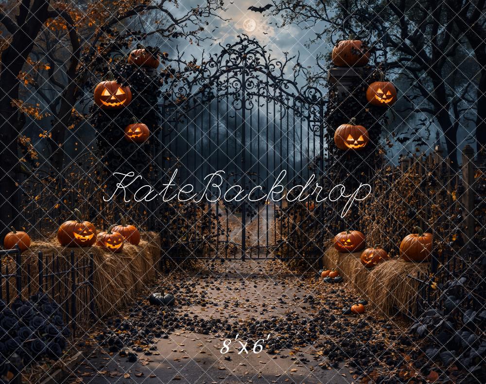 Kate Halloween Kürbisse Eisentor Nacht Fleece Hintergrund Entworfen von Emetselch