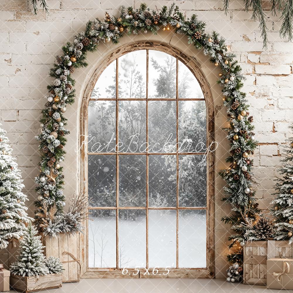 Kate Weihnachten Fenster Tannenbaum Rustikal Hintergrund Entworfen von Emetselch - Kate Backdrop.de