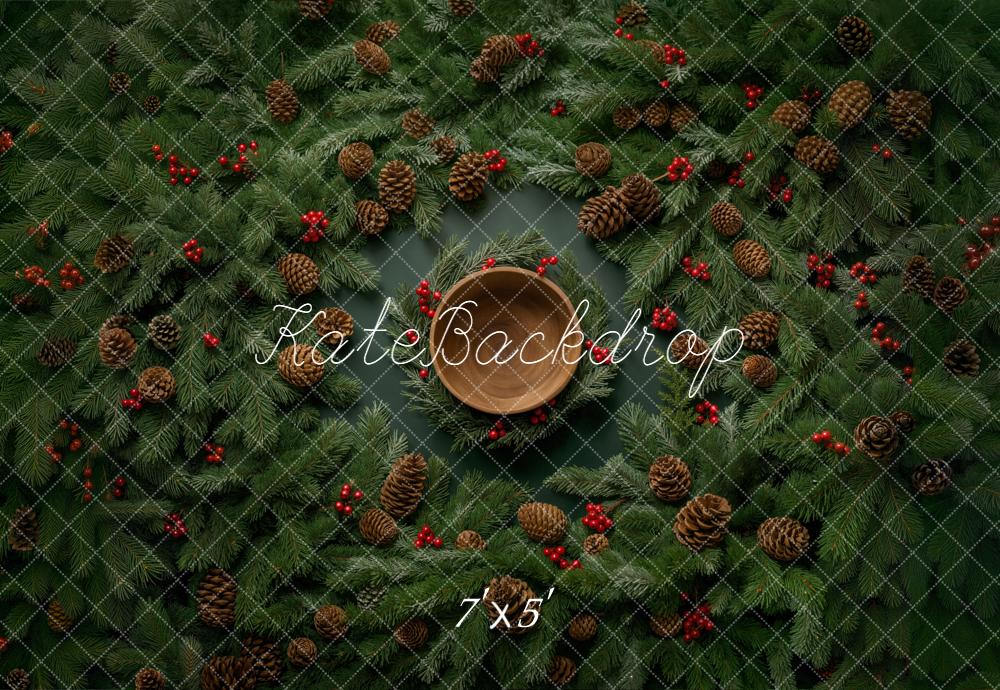 Kate Weihnachten Tannenzweige Kiefernzapfen Kranz Hintergrund Entworfen von Chain - Kate Backdrop.de