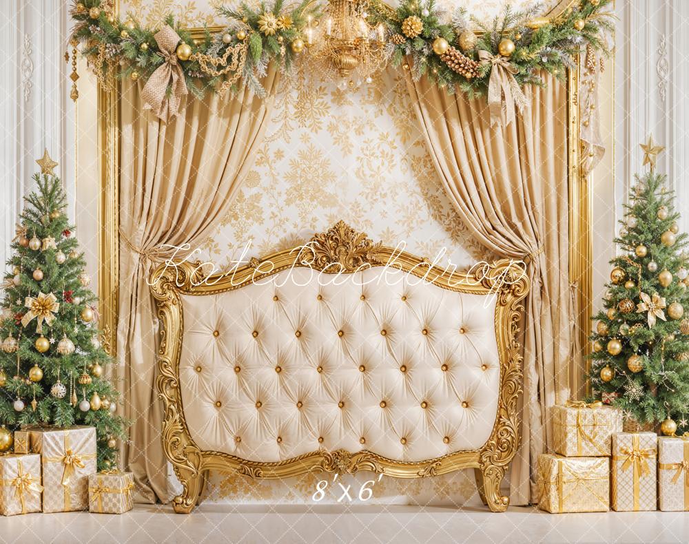 Kate Weihnachten Geschenke Weihnachtsbaum Gold Fleece Hintergrund Entworfen von Emetselch - Kate Backdrop.de
