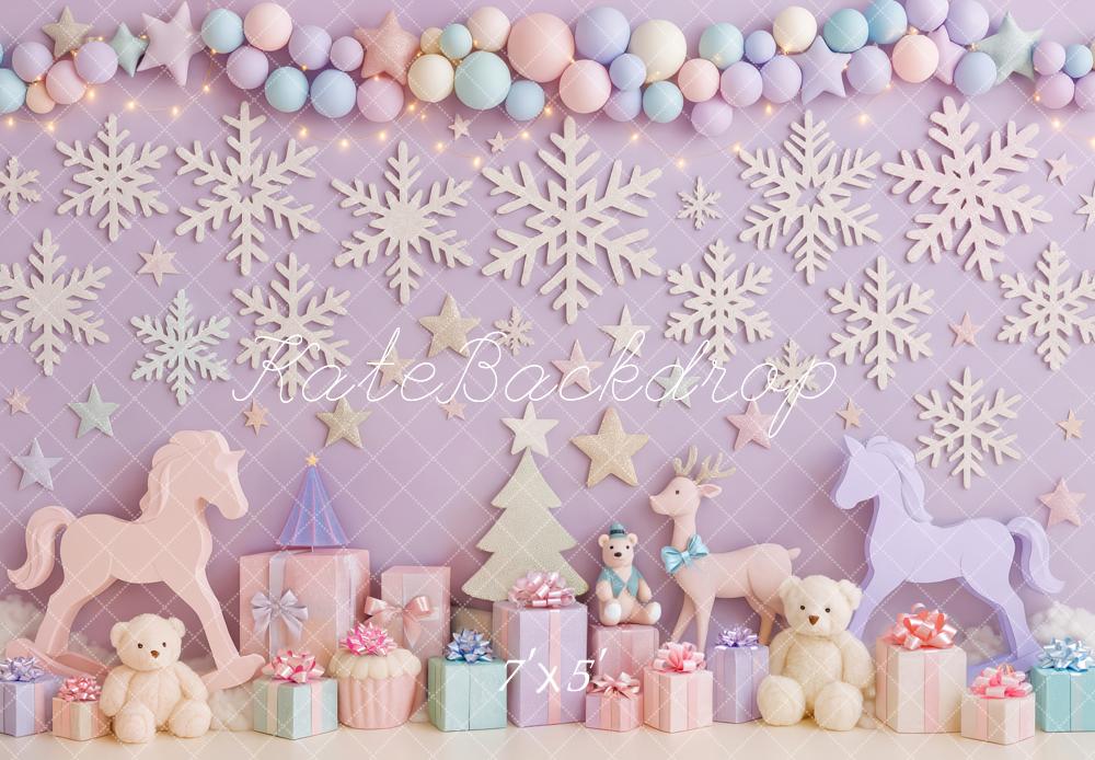 Kate Weihnachten Pastell Schneeflocken Geschenke Hintergrund Entworfen von Patty Roberts