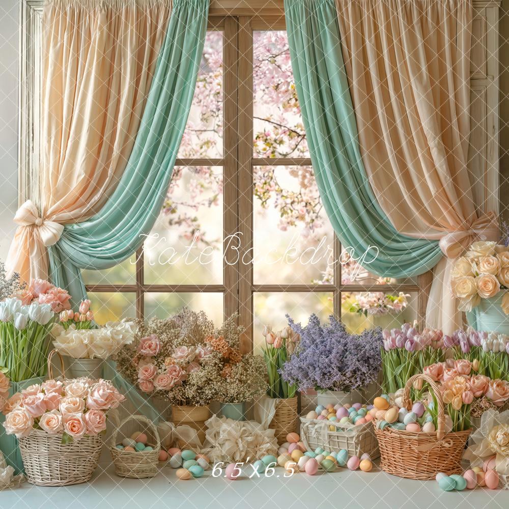 Kate Ostern Blumen Fenster Pastell Hintergrund Entworfen von Emetselch