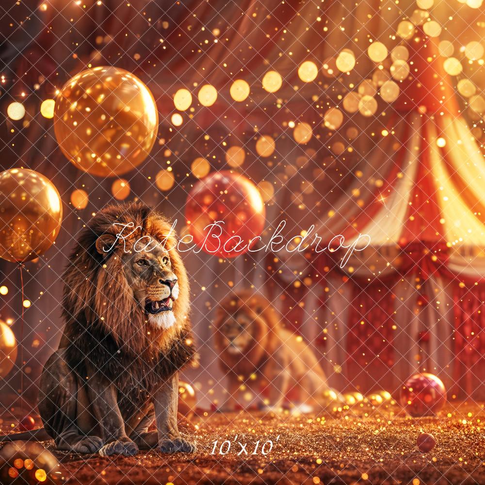 Kate Zirkus Löwe Ballons Gold Hintergrund Entworfen von Chain - Kate Backdrop.de
