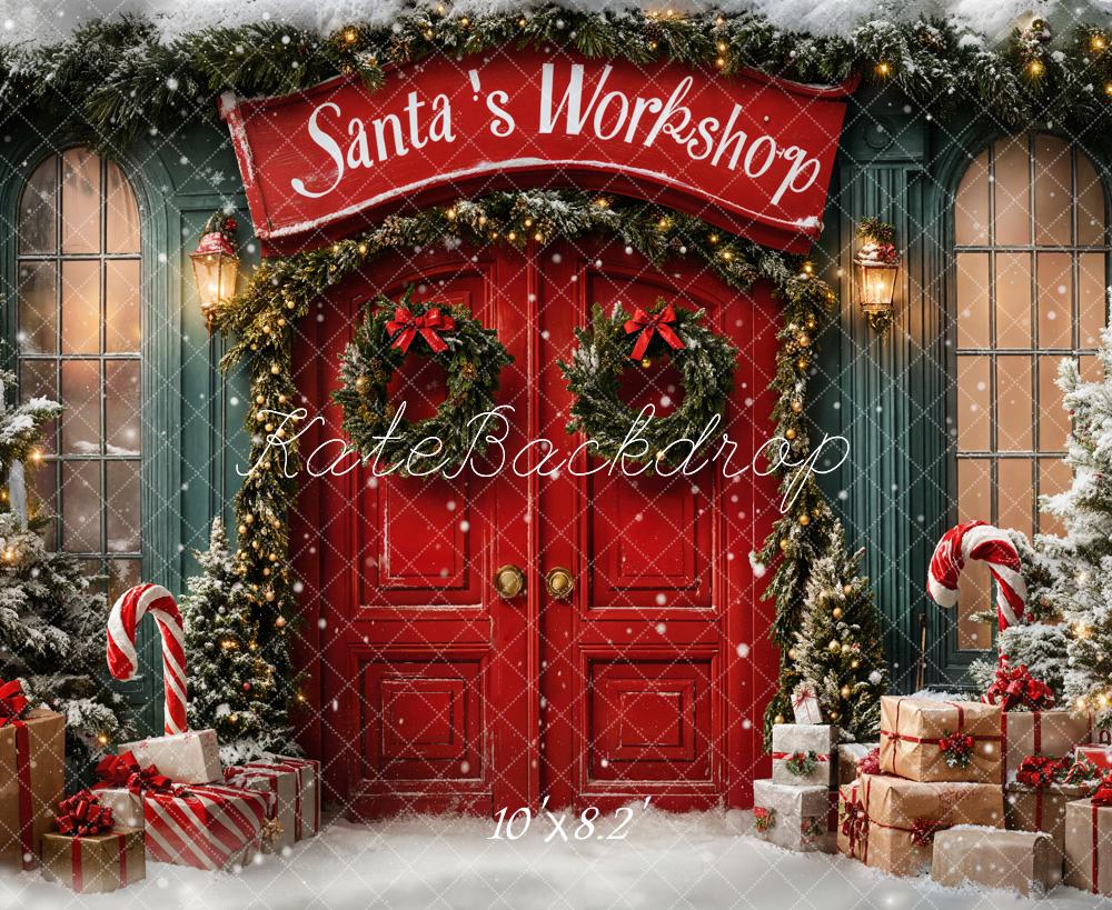 Kate Weihnachten Werkstatt Geschenke Schnee Hintergrund Entworfen von Emetselch - Kate Backdrop.de