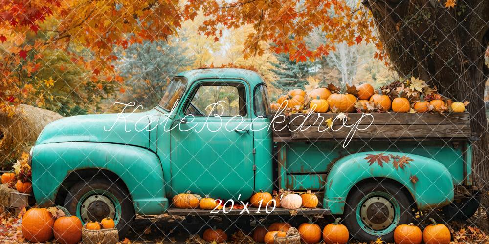 Kate Herbst Kürbis Vintage Truck Orange Hintergrund Entworfen von Emetselch - Kate Backdrop.de