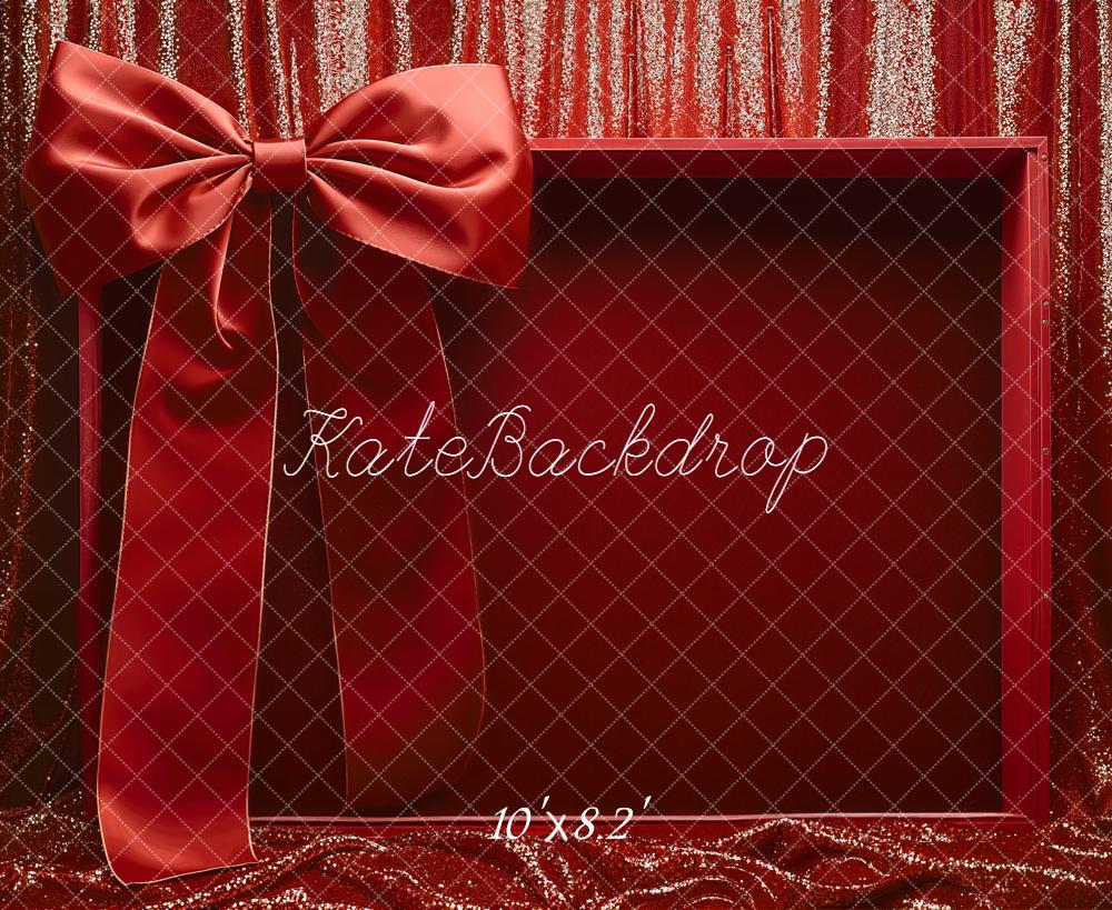 Kate Weihnachten Geschenkbox Rote Schleife Glitzer Fleece Hintergrund Entworfen von Emetselch