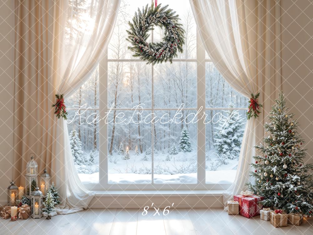 Kate Weihnachten Fenster Schnee Weiß Hintergrund Entworfen von Emetselch