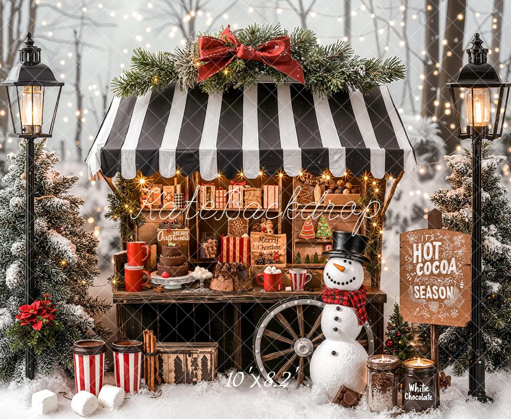 Kate Weihnachten Kakao Stand Schneemann Hintergrund Entworfen von Emetselch - Kate Backdrop.de