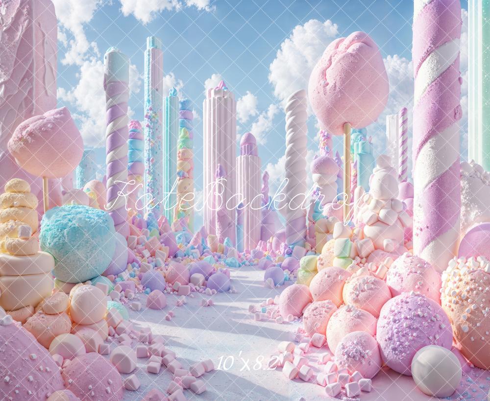 Kate Candyland Süßigkeiten Landschaft Pastell Hintergrund Entworfen von Emetselch