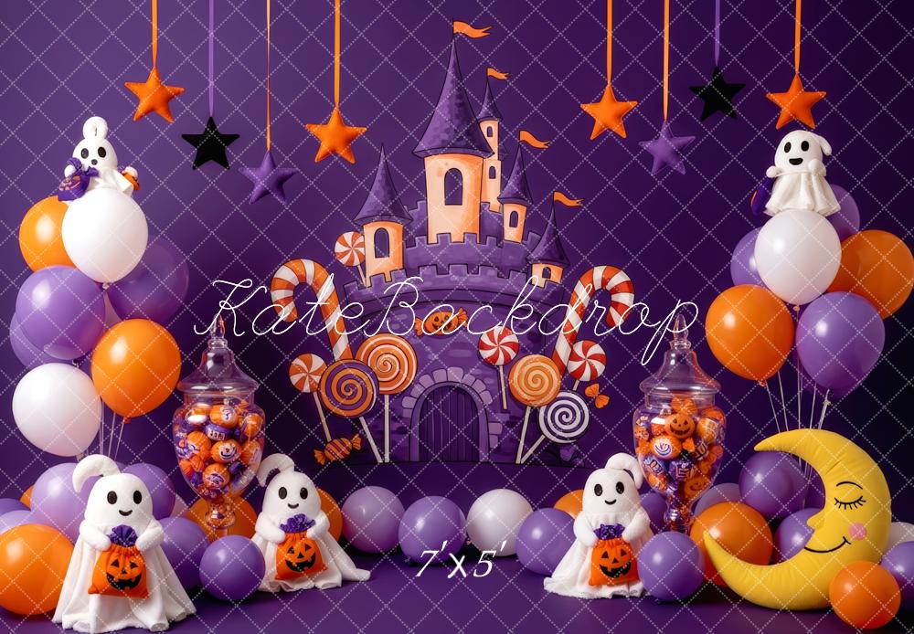Kate Halloween Schloss Geister Lila Hintergrund Entworfen von Patty Roberts - Kate Backdrop.de
