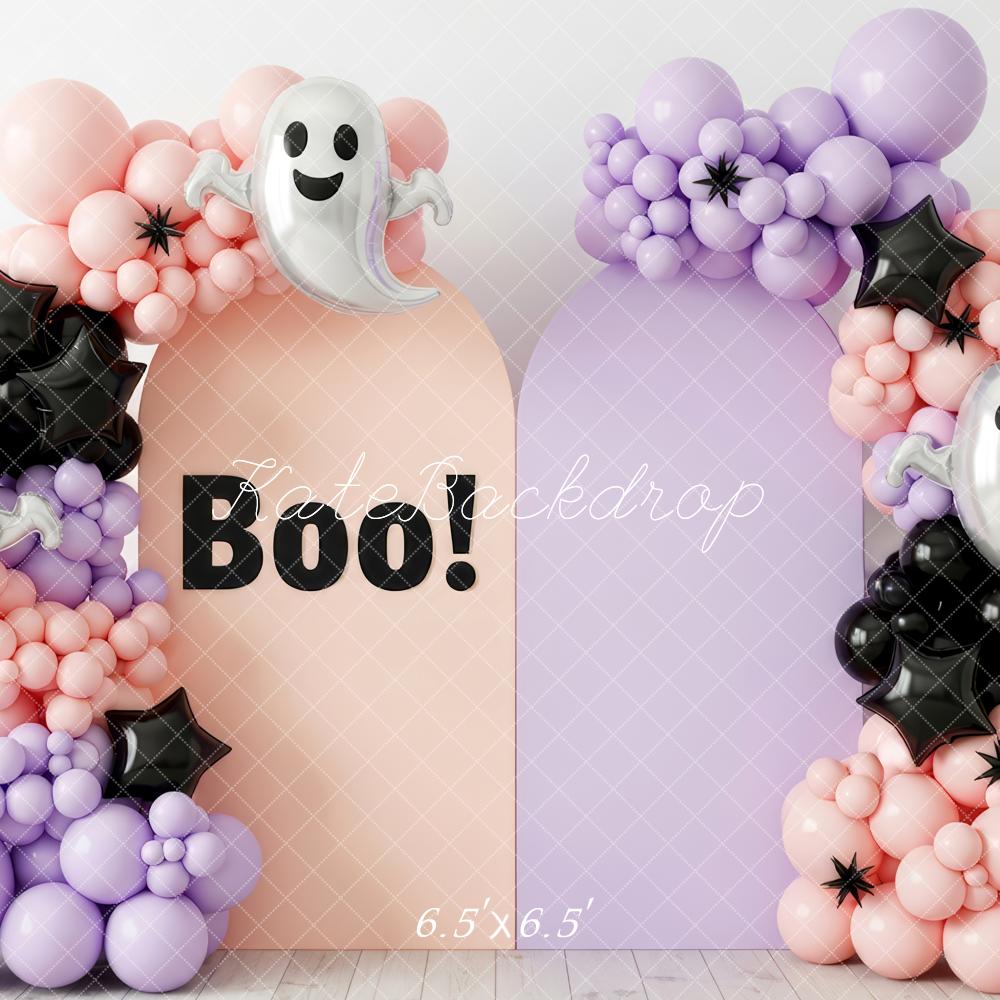Kate Halloween Geister Ballonbogen Pastell Hintergrund Entworfen von Patty Roberts - Kate Backdrop.de