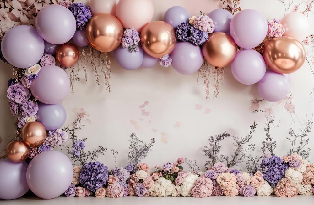 Kate Geburtstag Ballonbogen Blumen Pastell Fleece Hintergrund Entworfen von Emetselch