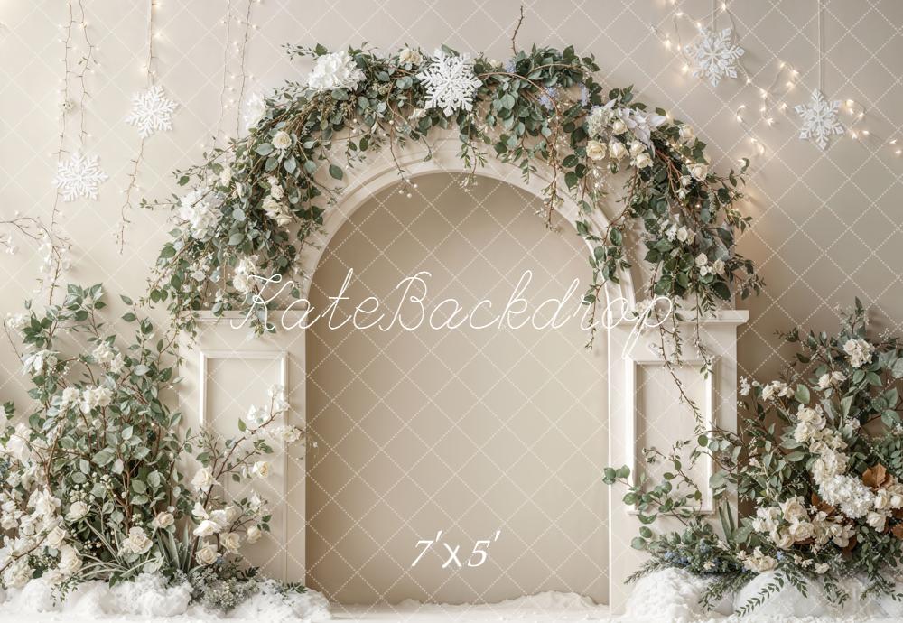Kate Weihnachten Floraler Bogen Weiß Hintergrund Entworfen von Emetselch - Kate Backdrop.de