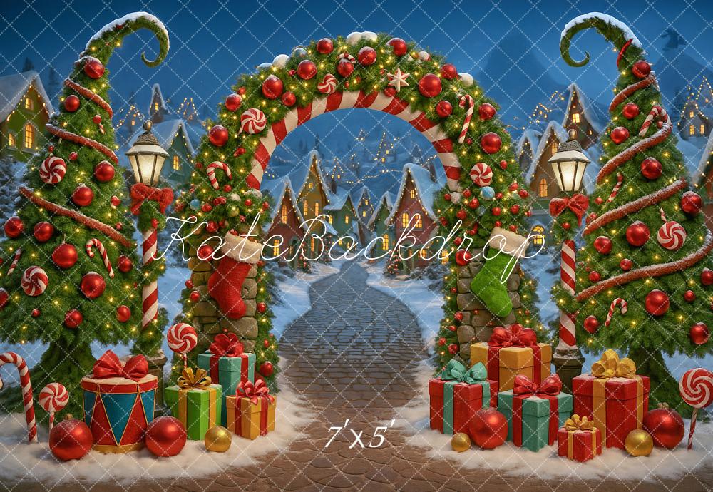 Kate Weihnachten Geschenke Bogen Schnee Hintergrund Entworfen von Ashley Paul