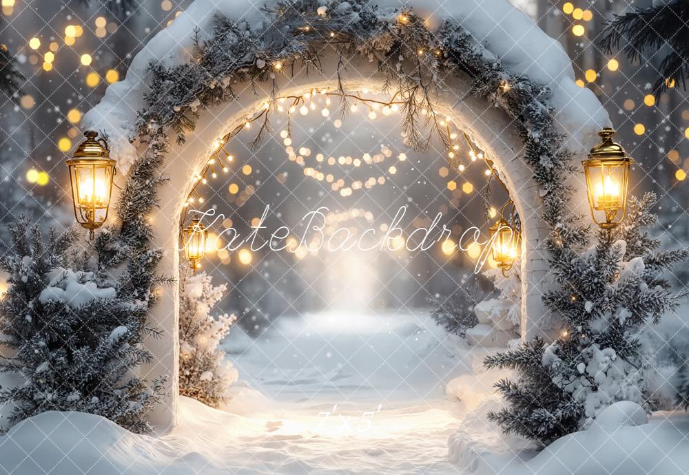 Kate Weihnachten Schnee Bogen Lichter Hintergrund Entworfen von Emetselch - Kate Backdrop.de