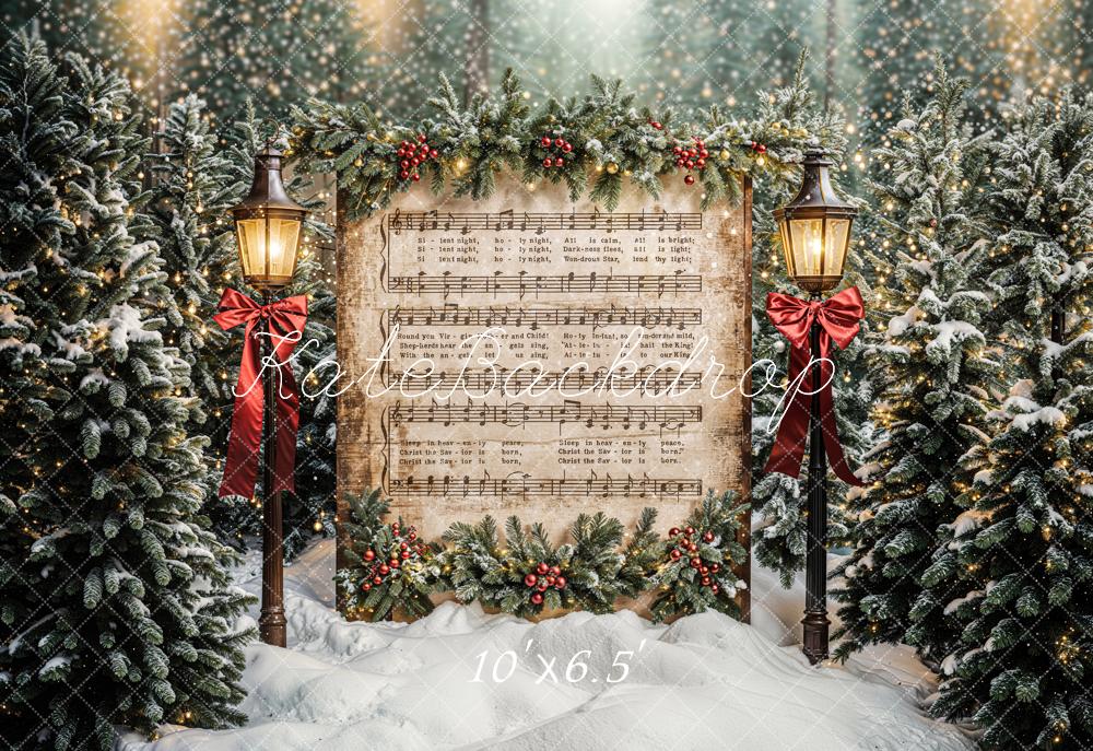 Flash Sale-Kate Weihnachten Notenblatt Tannen Schnee Fleece Hintergrund Entworfen von Emetselch