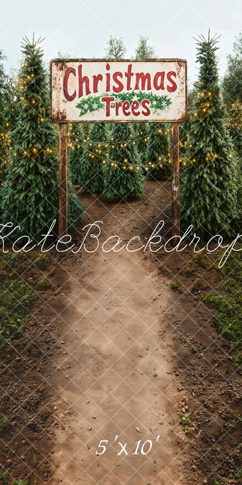 Kate Kombi Weihnachten Tannenbäume Weg Lichterkette Hintergrund Entworfen von Emetselch - Kate Backdrop.de