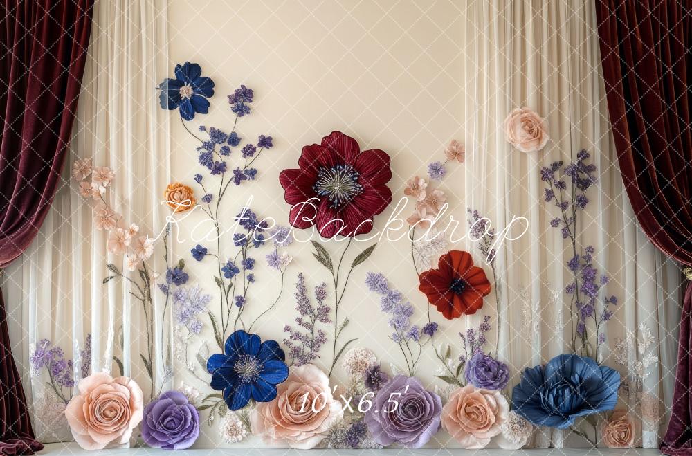 Kate Blume Vorhang Papierblumen Elegant Hintergrund Entworfen von Mini MakeBelieve - Kate Backdrop.de