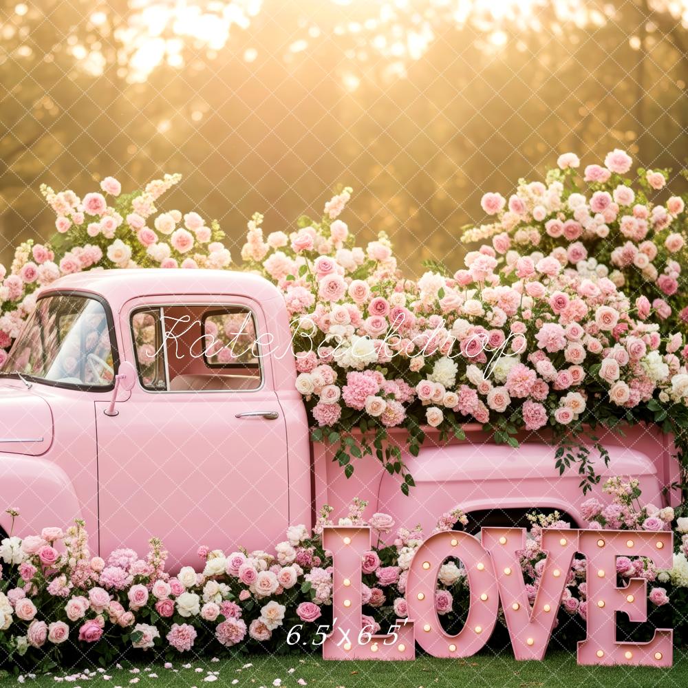 Kate Valentinstag Rosa Oldtimer Blumen Romantik Hintergrund Entworfen von Patty Roberts