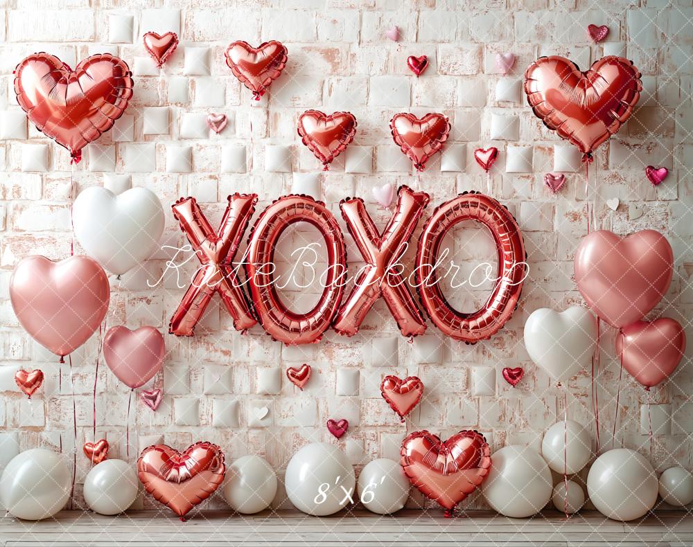 Kate Valentinstag Herzballons Backstein Rosa Fleece Hintergrund Entworfen von Emetselch