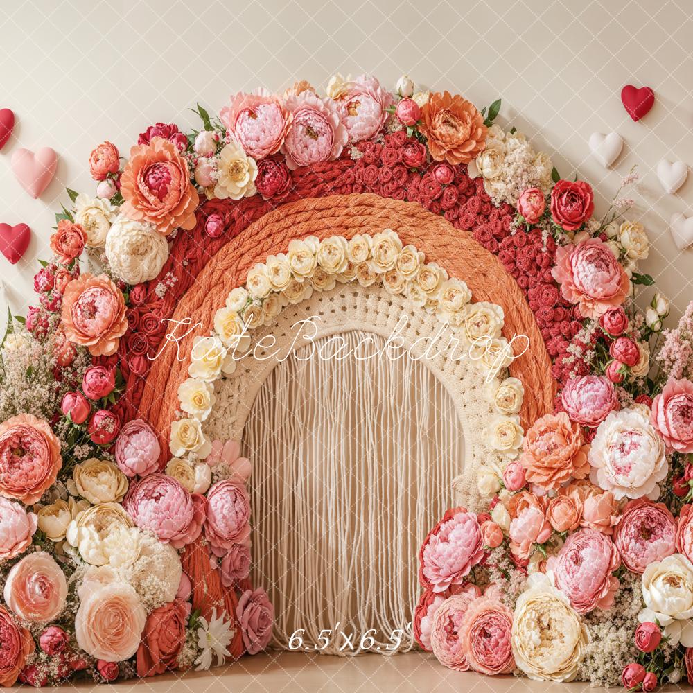 Kate Valentinstag Blumenbogen Herzdeko Rosa Hintergrund Entworfen von Emetselch