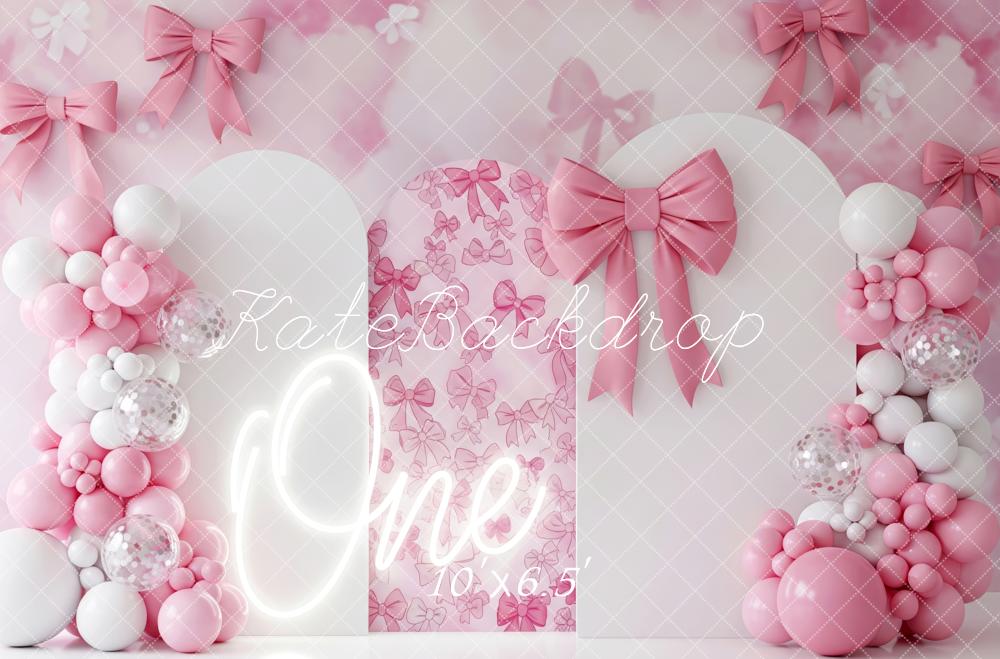 Kate Geburtstag Eins Schleifen Ballons Rosa Hintergrund Entworfen von Patty Roberts