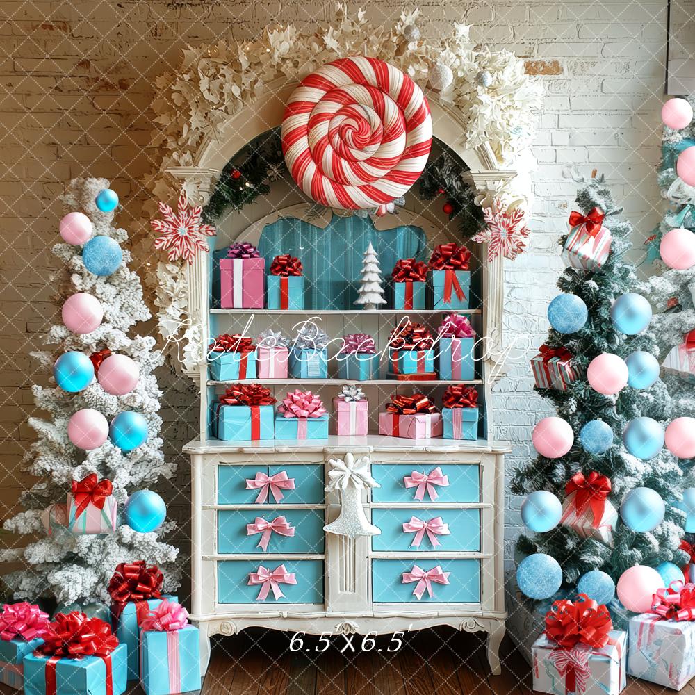 Kate Weihnachten Geschenkbaum Pastell Hintergrund Entworfen von Mini MakeBelieve - Kate Backdrop.de