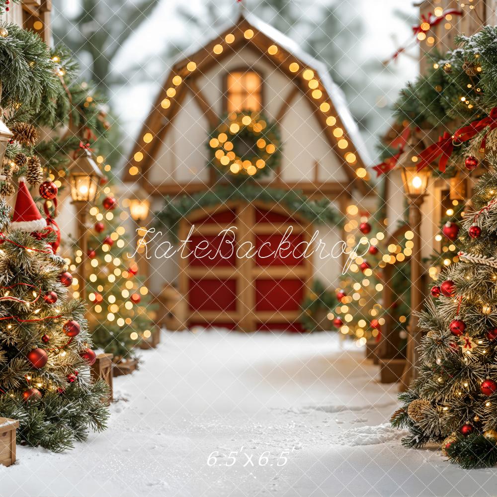 Kate Weihnachten Tannen Haus Lichter Hintergrund Entworfen von Emetselch - Kate Backdrop.de