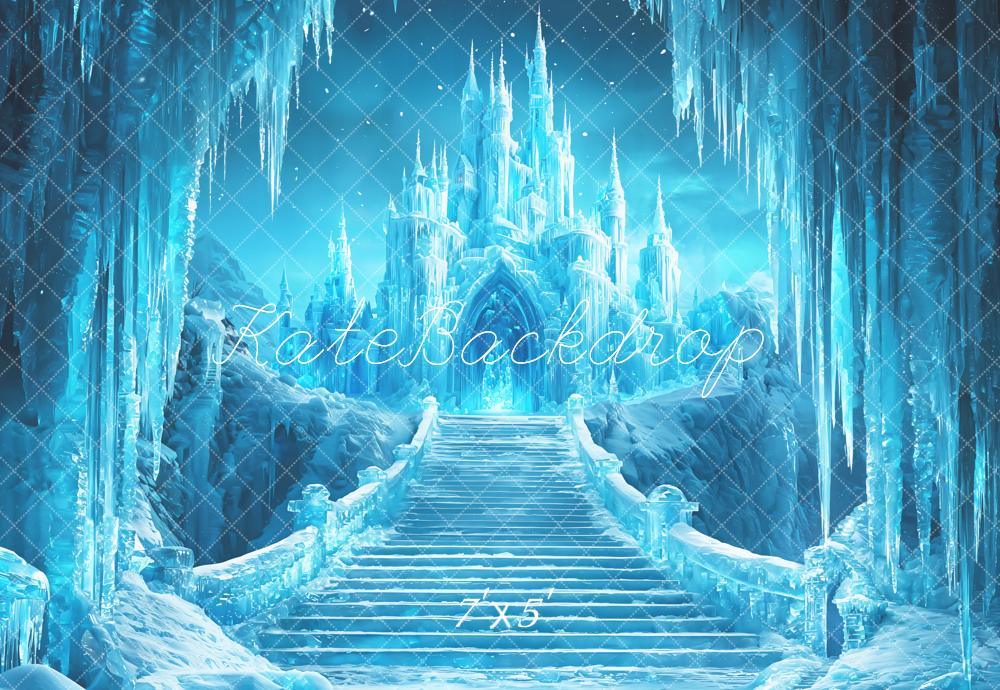 Kate Winter Eispalast Treppe Blau Hintergrund Entworfen von Kate Image