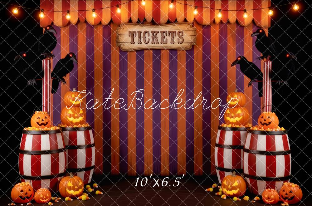 Kate Halloween Zirkus Kürbisse Raben Hintergrund Entworfen von Patty Roberts - Kate Backdrop.de