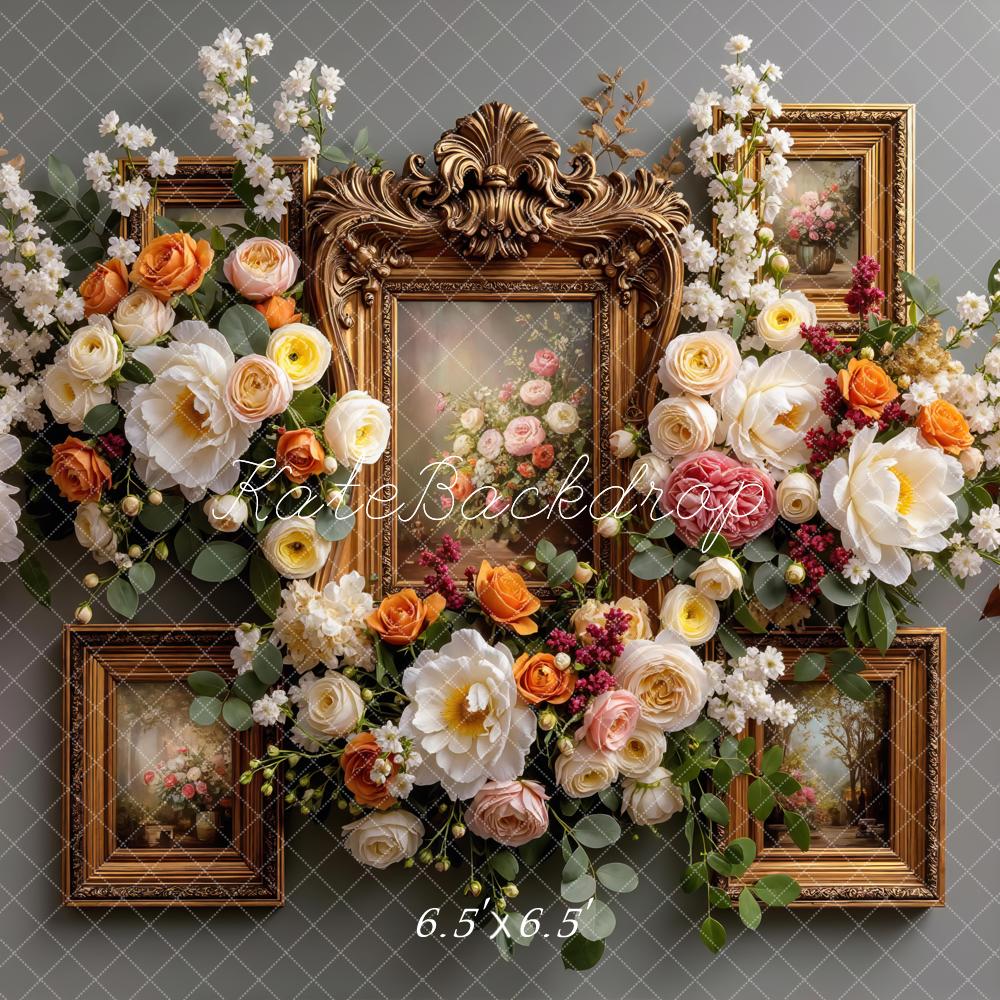 Kate Blumen Rahmen Gold Vintage Hintergrund Entworfen von Mini MakeBelieve - Kate Backdrop.de