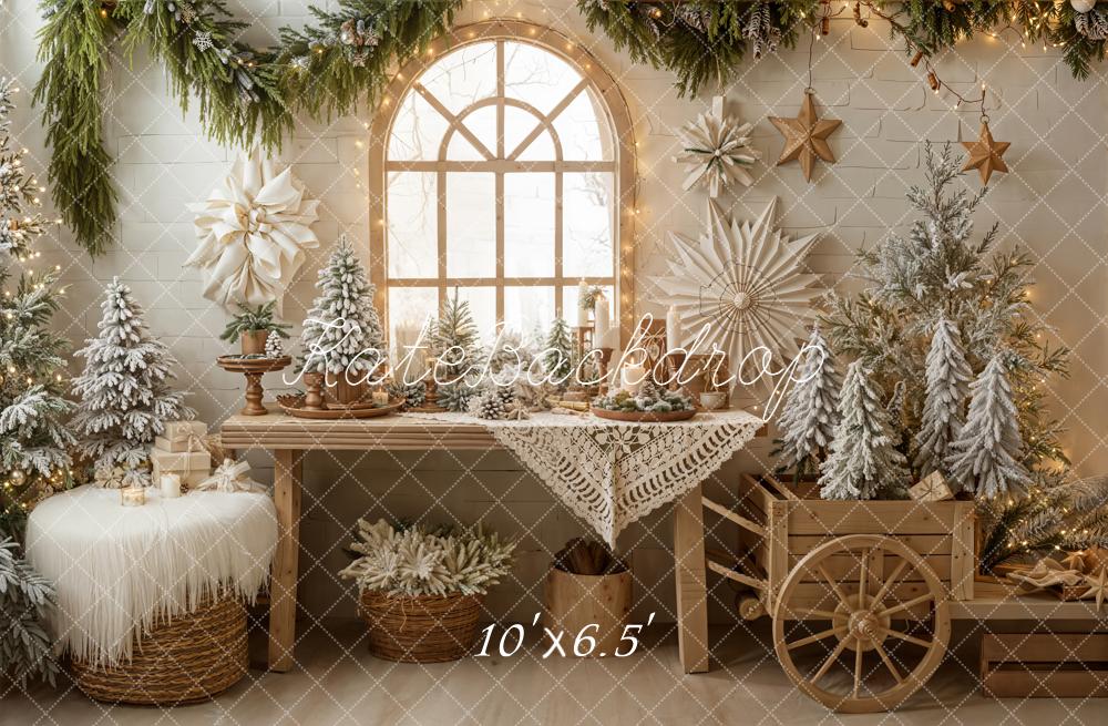Kate Weihnachten Fenster Tannen Natur Fleece Hintergrund Entworfen von Emetselch - Kate Backdrop.de
