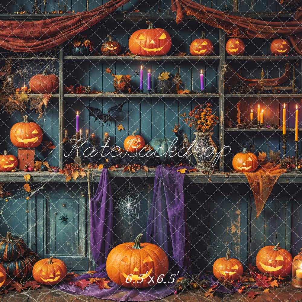 Kate Halloween Kürbisse Regal Vintage Hintergrund Entworfen von Emetselch - Kate Backdrop.de