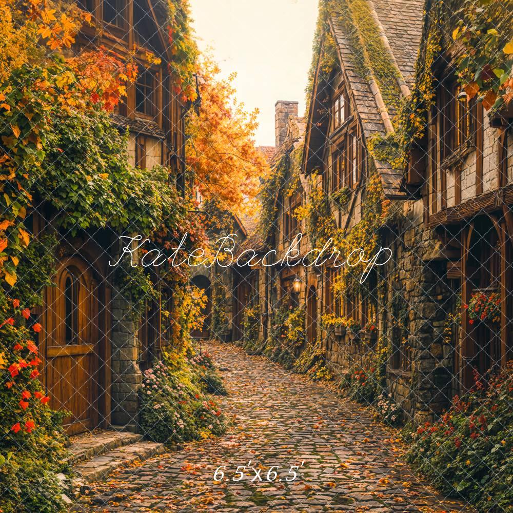 Kate Herbst Dorf Gasse Vintage Hintergrund Entworfen von Emetselch