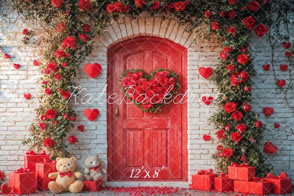 Kate Valentinstag Rote Tür Rosen Geschenkboxen Fleece Hintergrund Entworfen von Emetselch