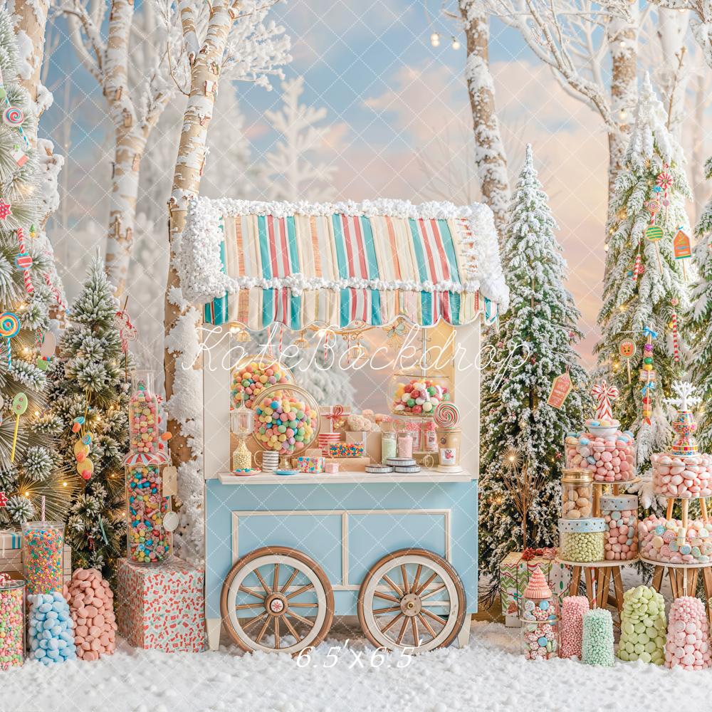 Kate Weihnachten Bonbonwald Zuckerstangen Pastell Hintergrund Entworfen von Emetselch - Kate Backdrop.de
