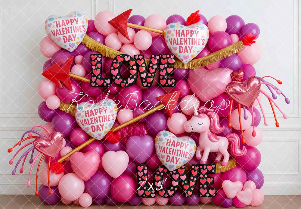 Kate Valentinstag Ballons Herzen Pink Hintergrund Entworfen von Mini MakeBelieve