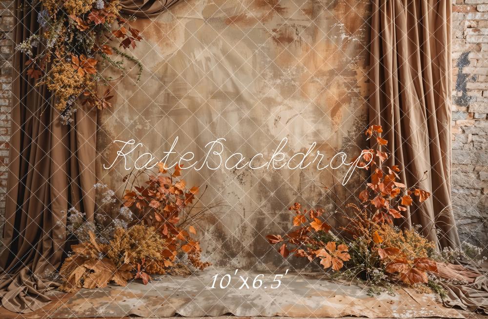 Kate Herbst Braun Trockenblumen Vorhang Hintergrund Entworfen von Emetselch - Kate Backdrop.de
