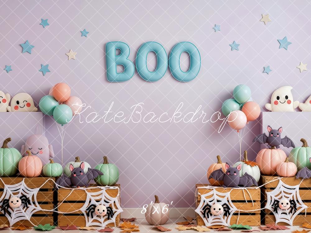 Kate Halloween Kürbis Fledermaus Pastell Hintergrund Entworfen von Patty Roberts - Kate Backdrop.de