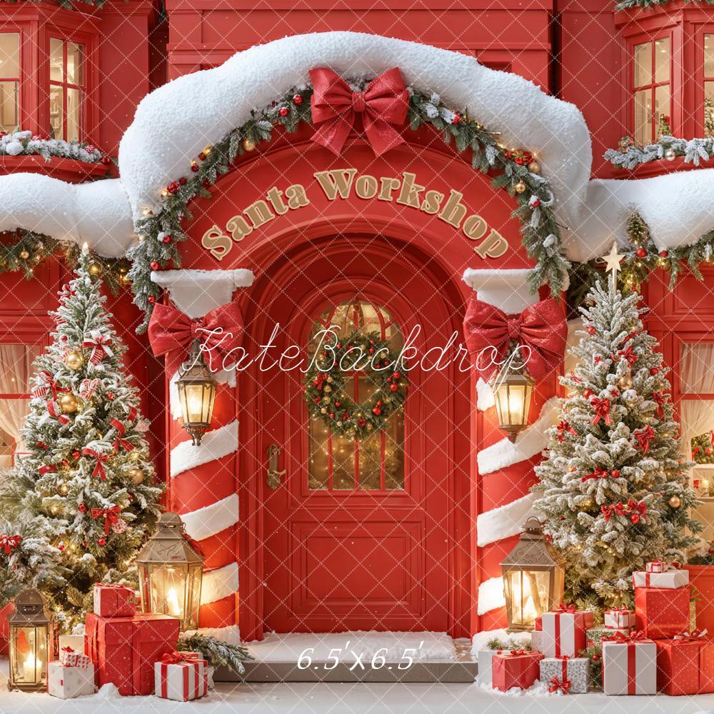 Kate Weihnachten Werkstatt Schnee Rot Hintergrund Entworfen von Emetselch - Kate Backdrop.de