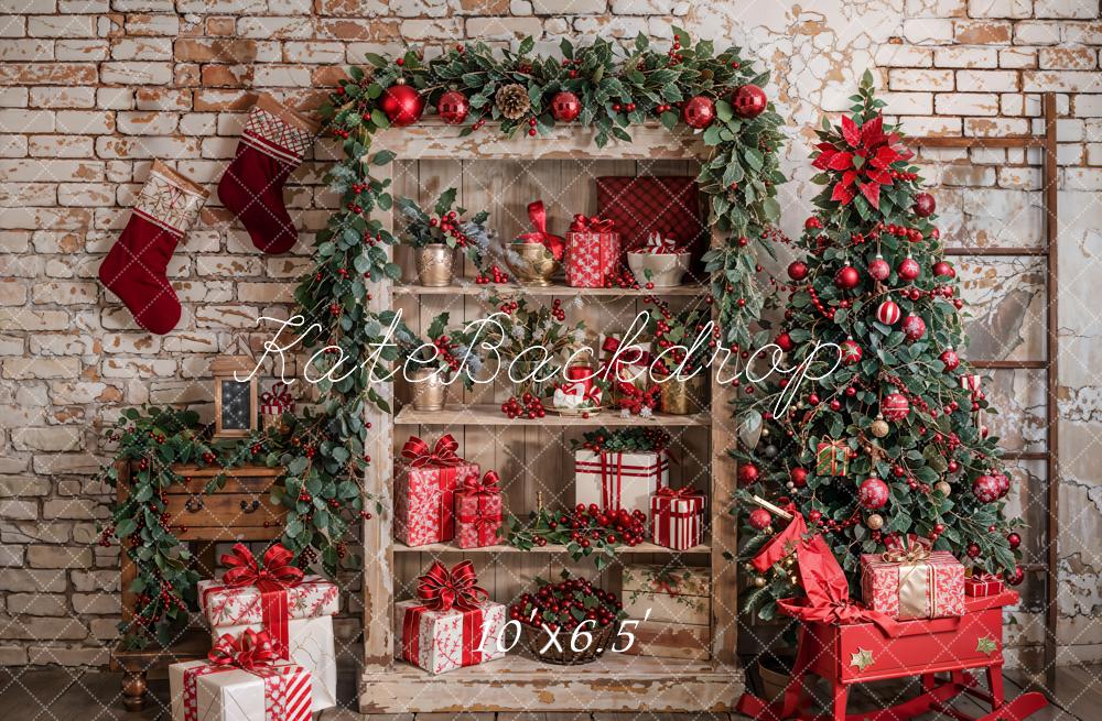 Kate Weihnachten Geschenke Tannenbaum Vintage Hintergrund Entworfen von Emetselch