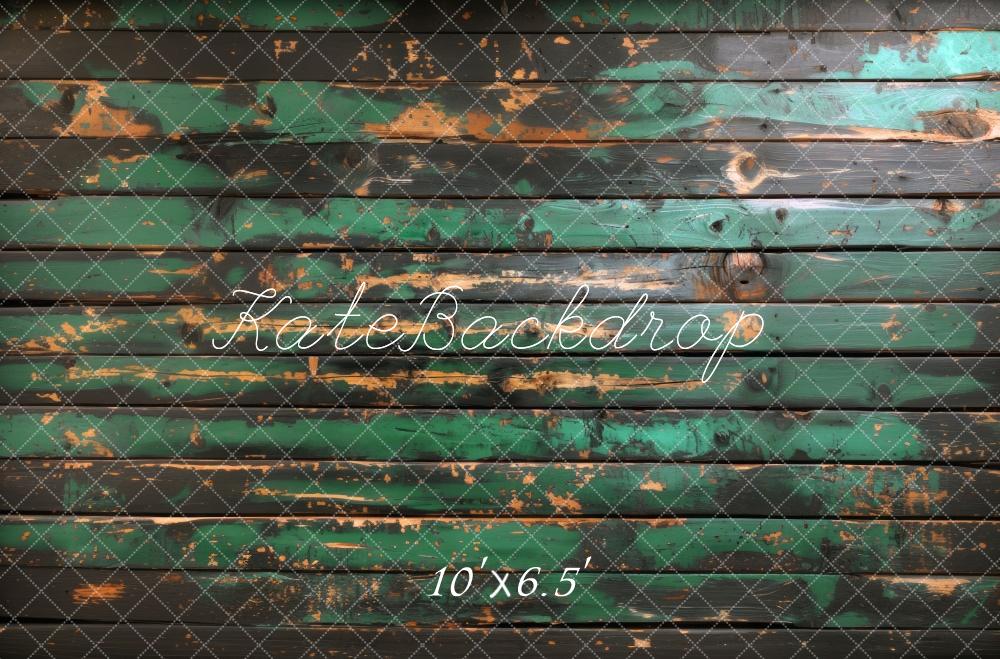 Kate Holz Bretter Grün Vintage Hintergrund Entworfen von Mini MakeBelieve
