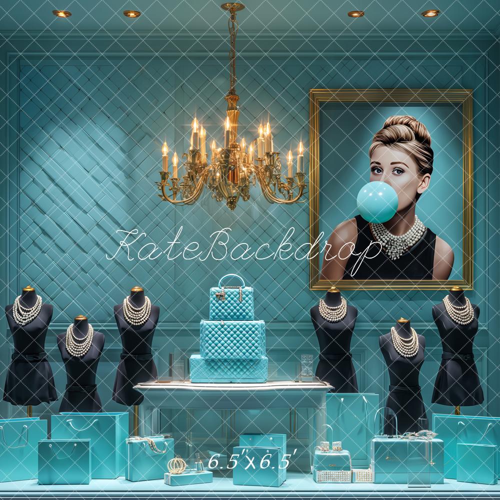 Kate Mode Schaufenster Türkis Elegant Hintergrund Entworfen von Ashley Paul - Kate Backdrop.de